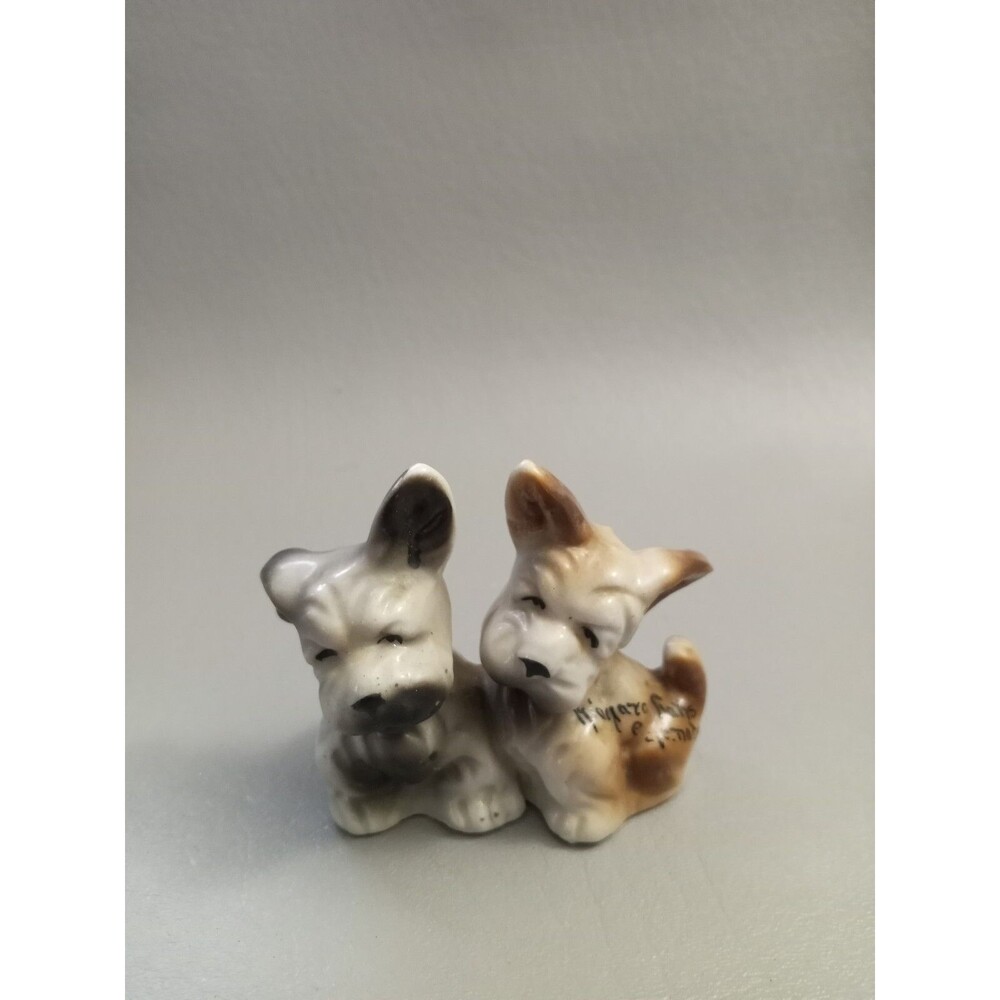 Vintage Scotty Terrier Dog Double Salt Pepper Shakers Niagra Falls Souvenir 3" T